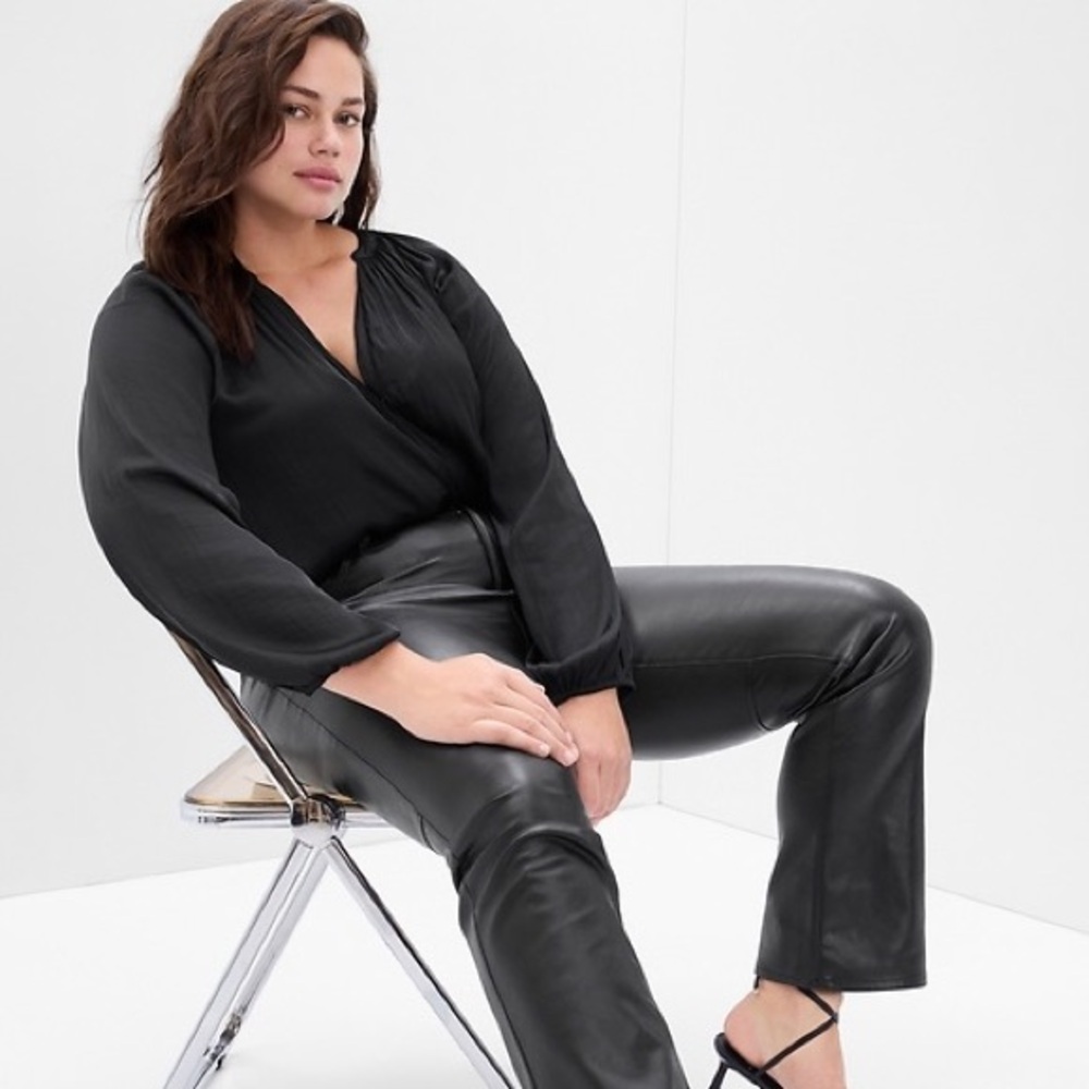 GAP Black Satin Wrap Bodysuit XXL (tiny holes from using pin to close)